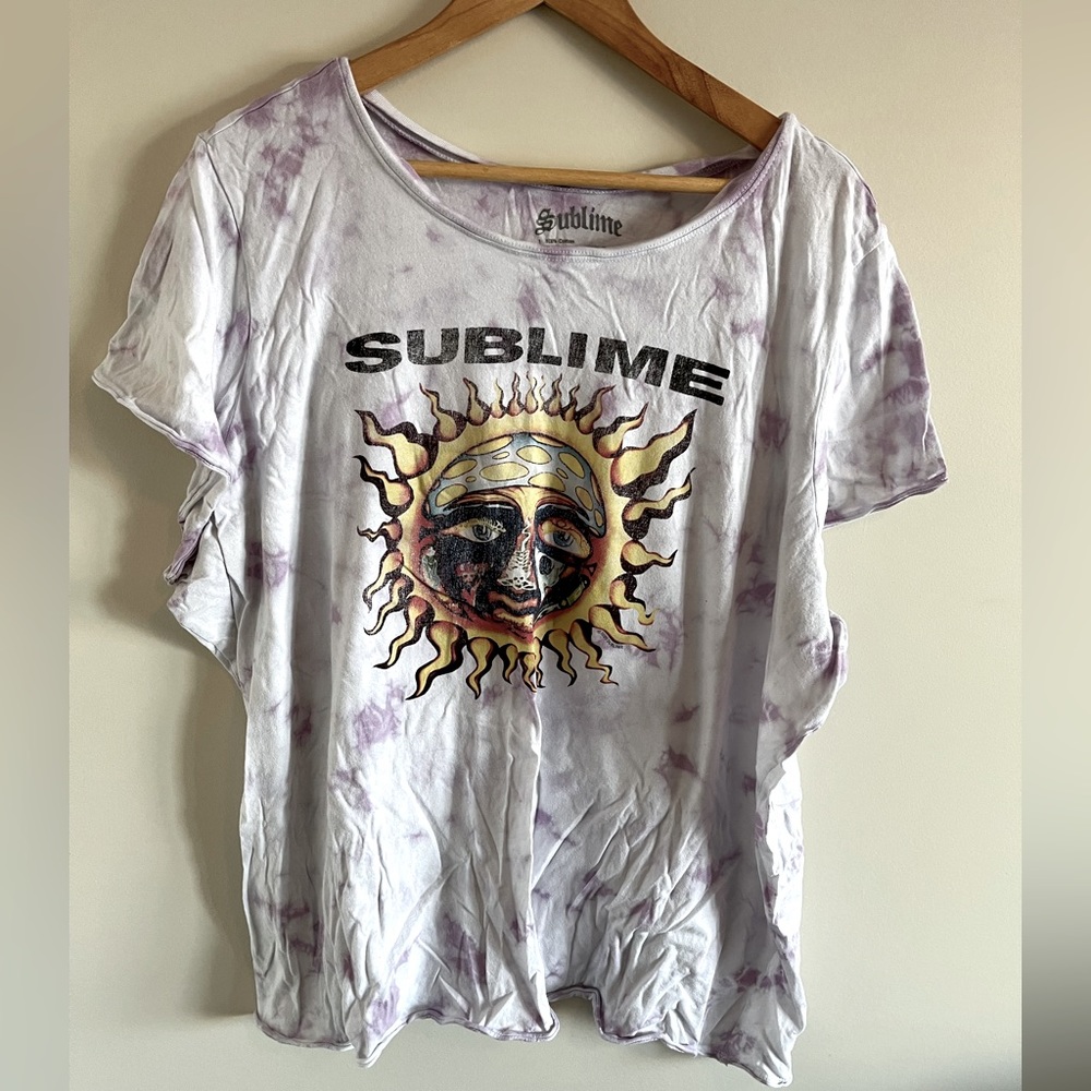 torrid White and Light Purple Tie-Dye 'Sublime' Graphic Tee - Picture 2 of 4